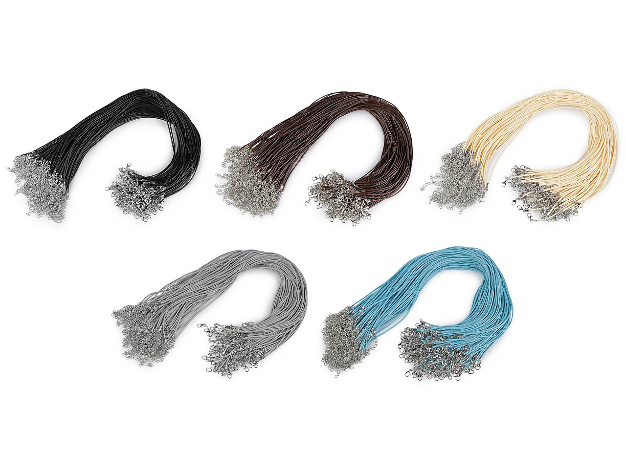 Halskette geflochten mit karabiner länge 45 cm - Blau (10 Stücke)