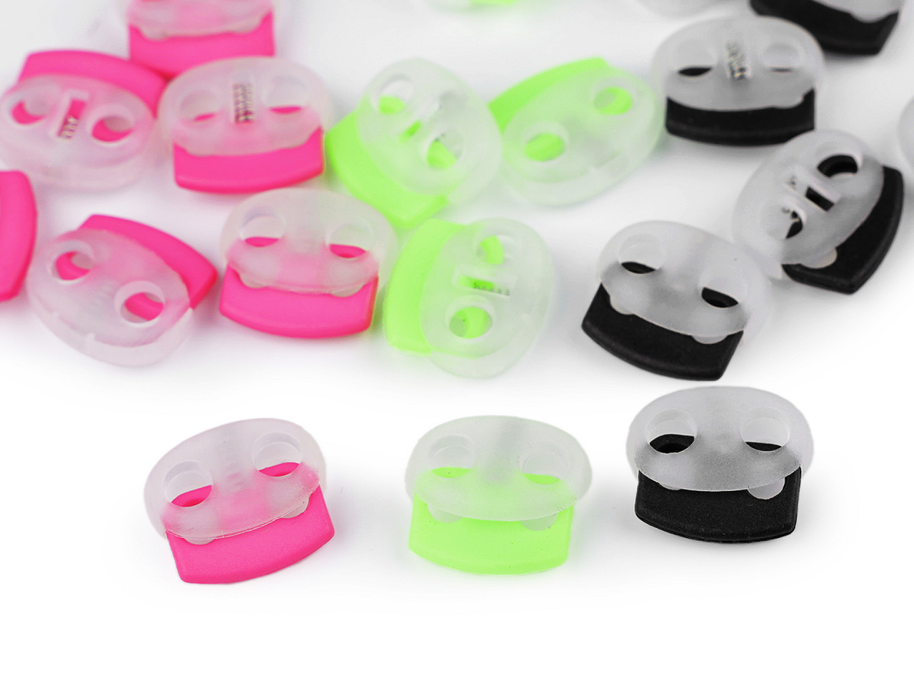 Kordelstopper mit zwei löchern 17 x 19 mm - Pink (500 Stücke)