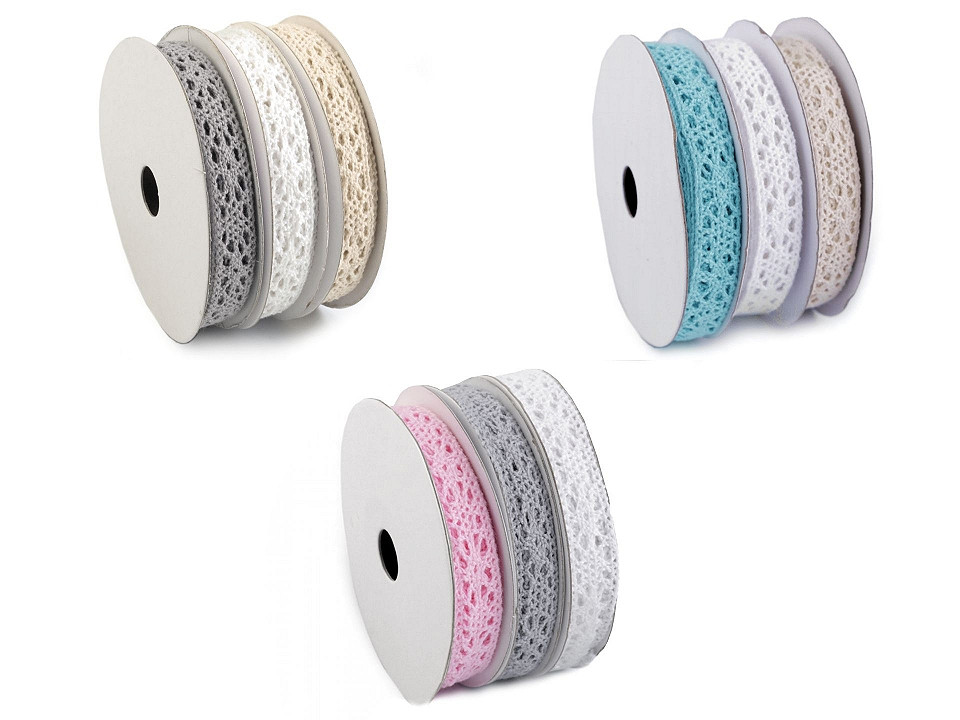 Baumwollspitze mix breite 13 mm - Mix nr. 4 (3 Stücke)