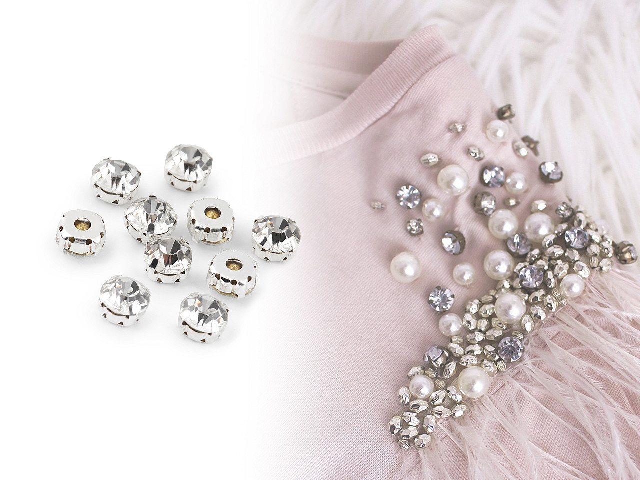 Chaton im metallbett zum aufnähen, ø 10 mm - Crystal (720 Stücke)