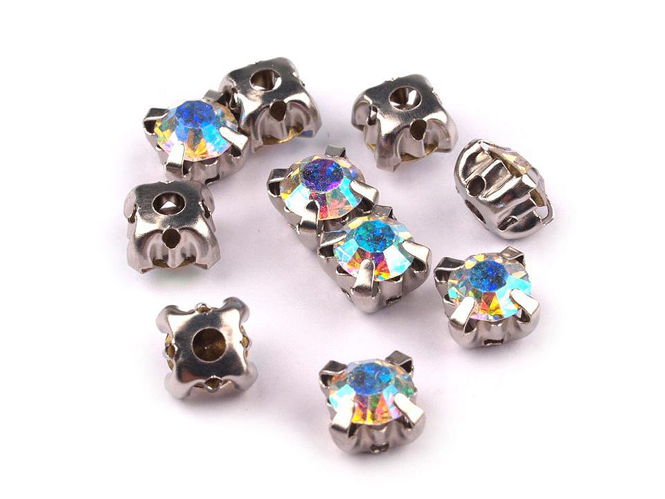 Chaton im metallbett zum aufnähen, ø 10 mm - Crystal (720 Stücke)