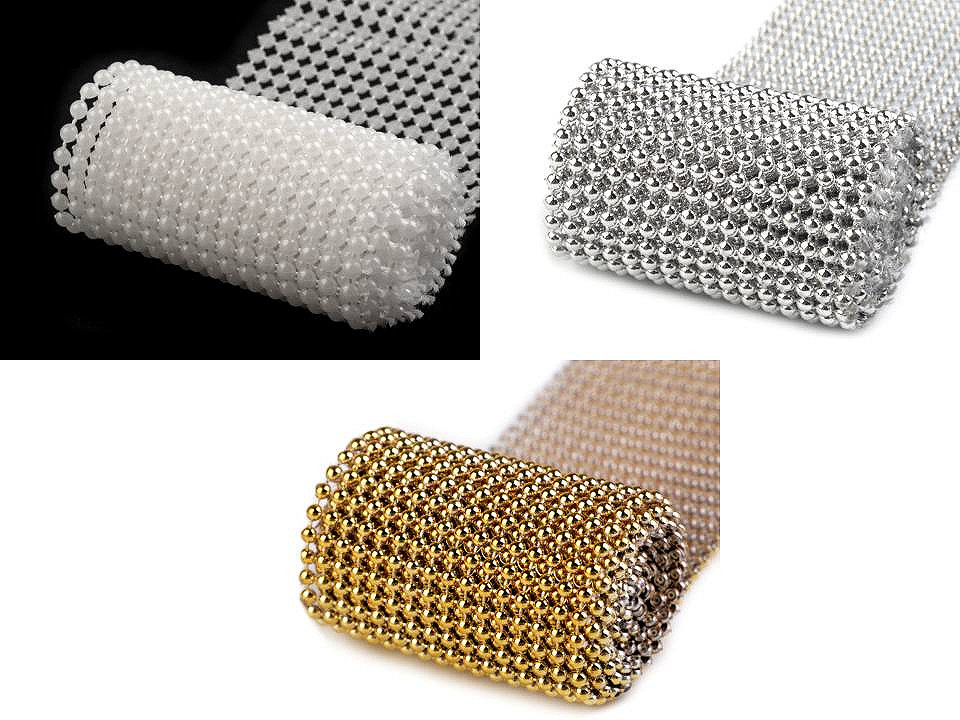 Perlenborte breite 50 mm - Perlmutt-weiß (9 Meter)