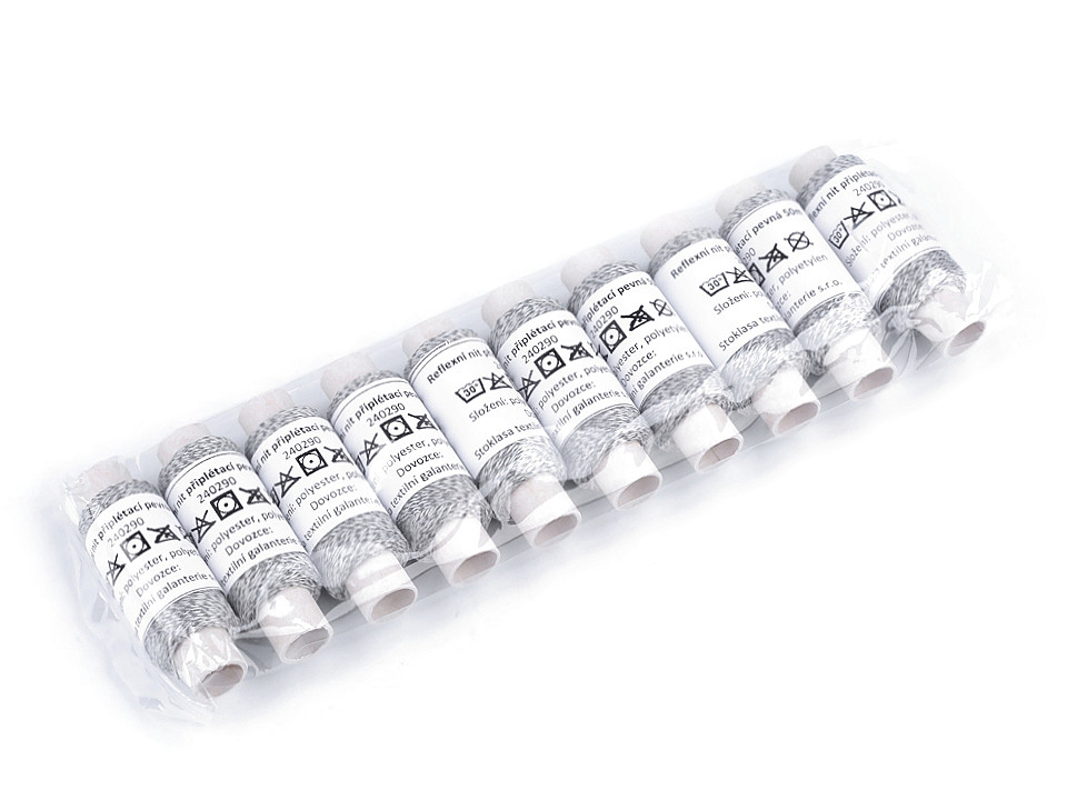 Beilaufgarne fest, reflektierend, 50 m - Grau-weiß (10 Stücke)