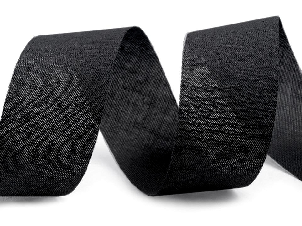 Schrägband aus baumwolle breite 30 mm nicht verbügelt - Schwarz (100 Meter)