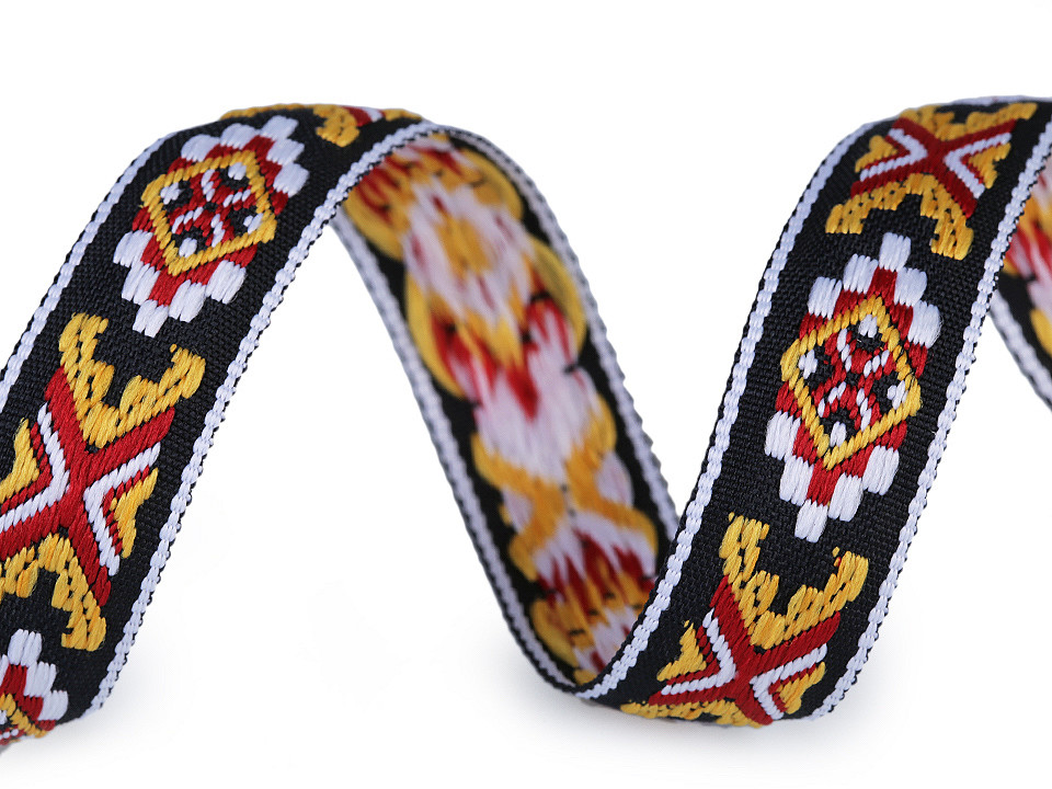 Borte / webband mit indianer motiv breite 20 mm - Senf-braun (1 Meter)