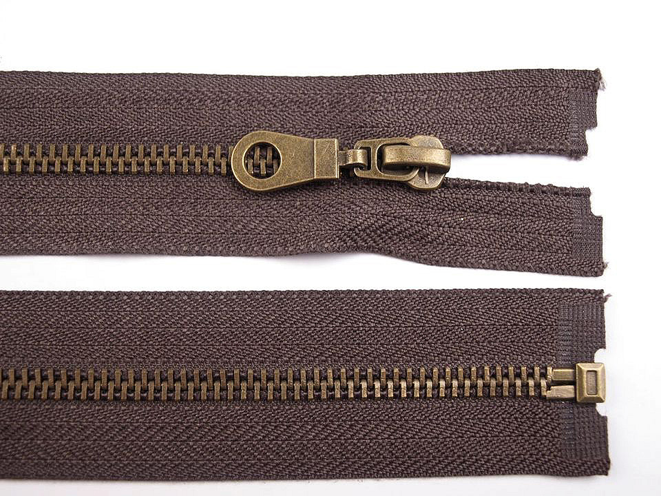 Altmessing-reißverschluss nr. 5, länge 60 cm, für jacken - Schokolade-braun (1 Stück)