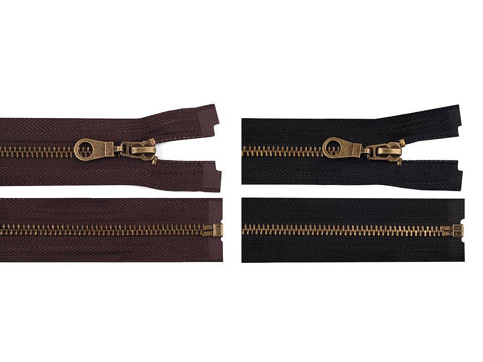Altmessing-reißverschluss nr. 5, länge 70 cm, für jacken - Schokolade-braun (1 Stück)