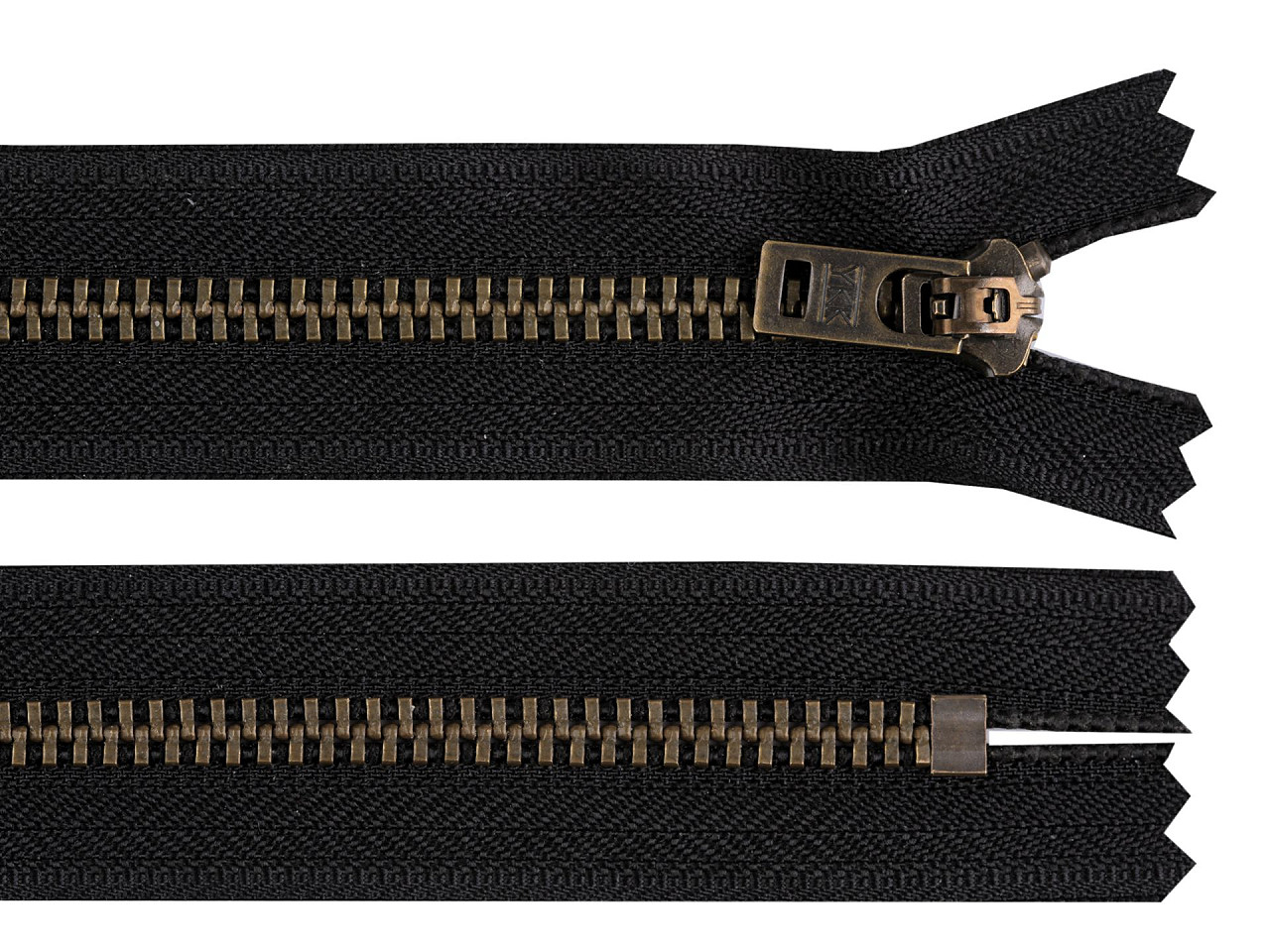 Altmessing-reißverschluss nr. 5, länge 18 cm, für jeans, ykk - Schwarz (1 Stück)