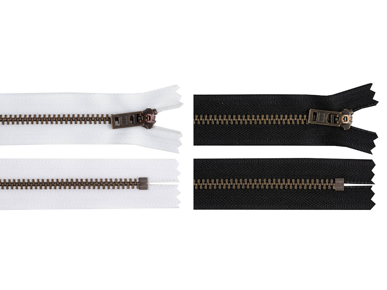 Altmessing-reißverschluss nr. 5, länge 18 cm, für jeans, ykk - Schwarz (1 Stück)