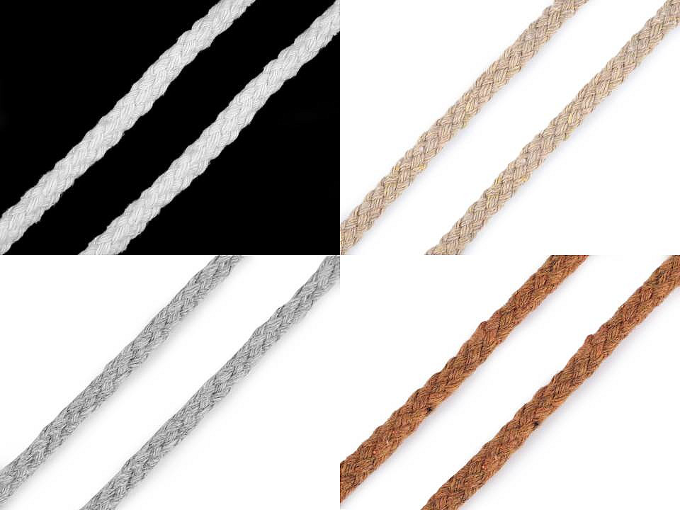 Baumwollgarn / schnur / docht ø5 mm geflochten - Naturfarbe (45 Meter)