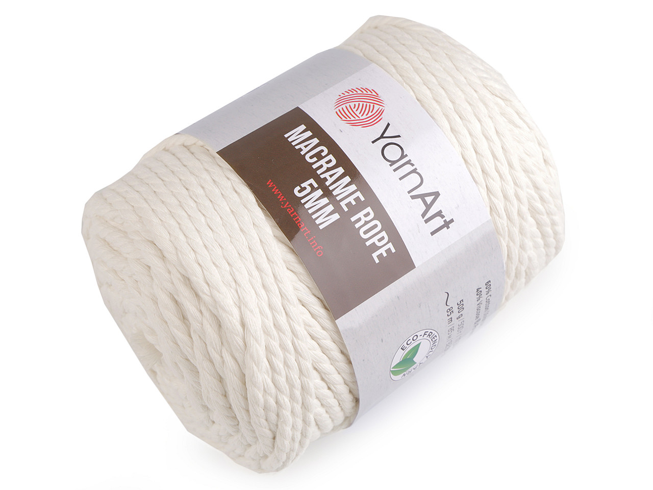 Baumwollstrickgarn macrame rope, ø 5 mm, 500 g, entwirbar - Dunkelbeige (1 Stück)