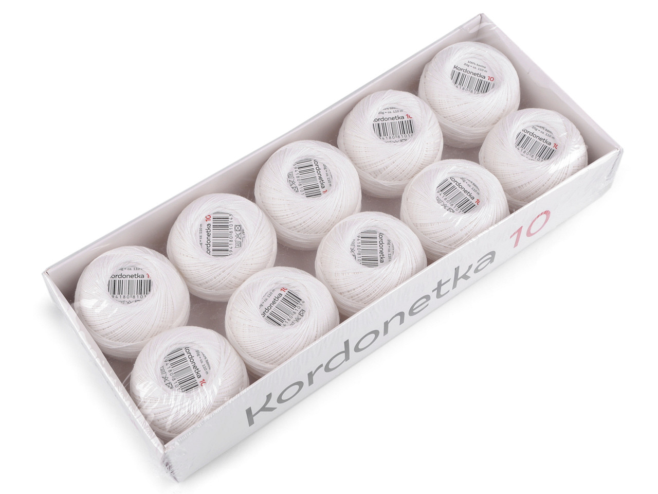 Cordonnet-garn 20 g - Weiß (10 Stücke)