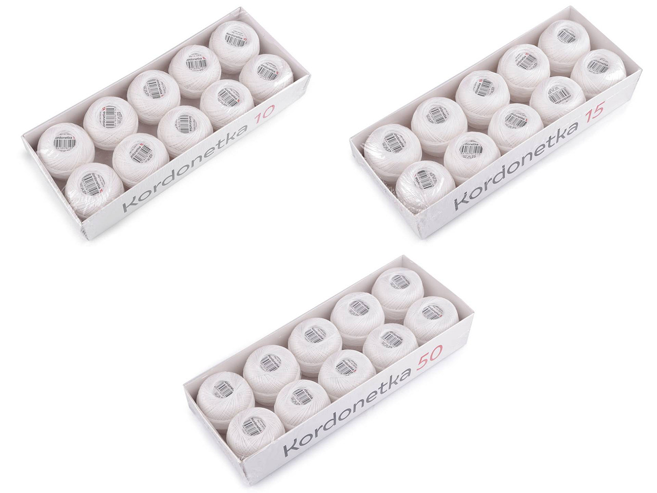 Cordonnet-garn 20 g - Weiß (10 Stücke)