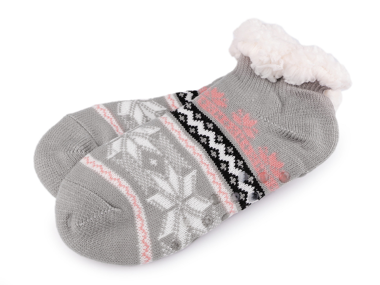 Wintersocken für damen/mädchen mit fell und anti-rutsch emi ross - Grau (1 Paar)