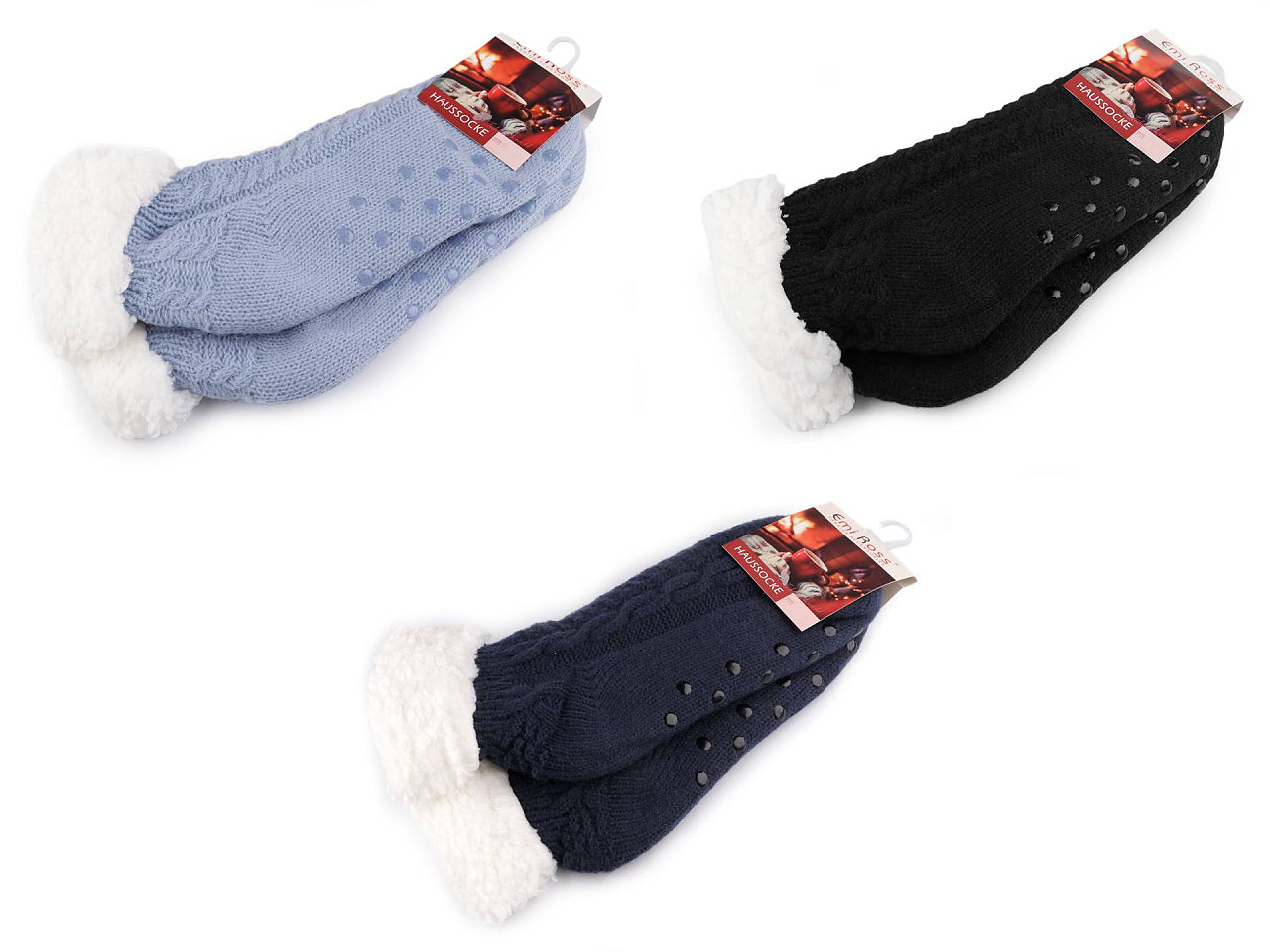 Wintersocken für damen/mädchen mit fell und anti-rutsch emi ross - Grau (1 Paar)