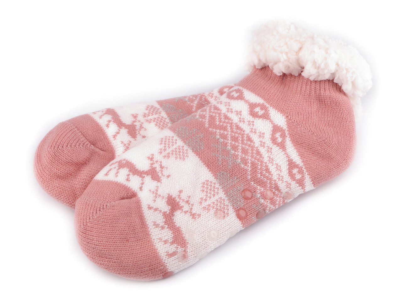 Wintersocken für damen/mädchen mit fell und anti-rutsch emi ross - Grau (1 Paar)