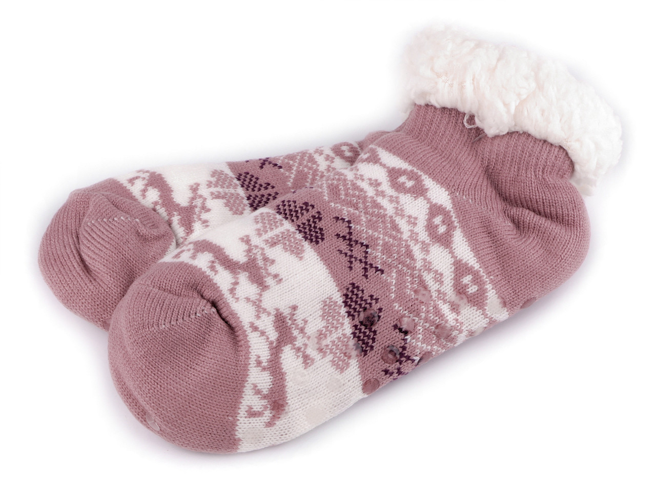Wintersocken für damen/mädchen mit fell und anti-rutsch emi ross - Grau (1 Paar)
