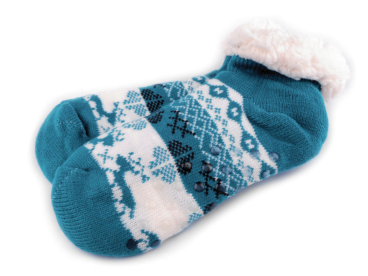 Wintersocken für damen/mädchen mit fell und anti-rutsch emi ross - Grau (1 Paar)
