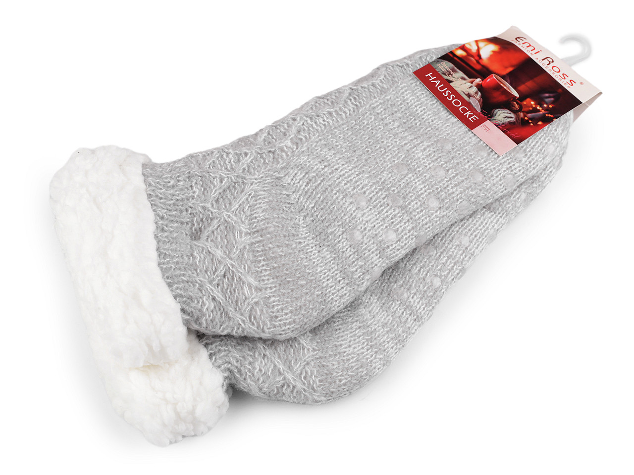 Wintersocken für damen/mädchen mit fell und anti-rutsch emi ross - Grau (1 Paar)