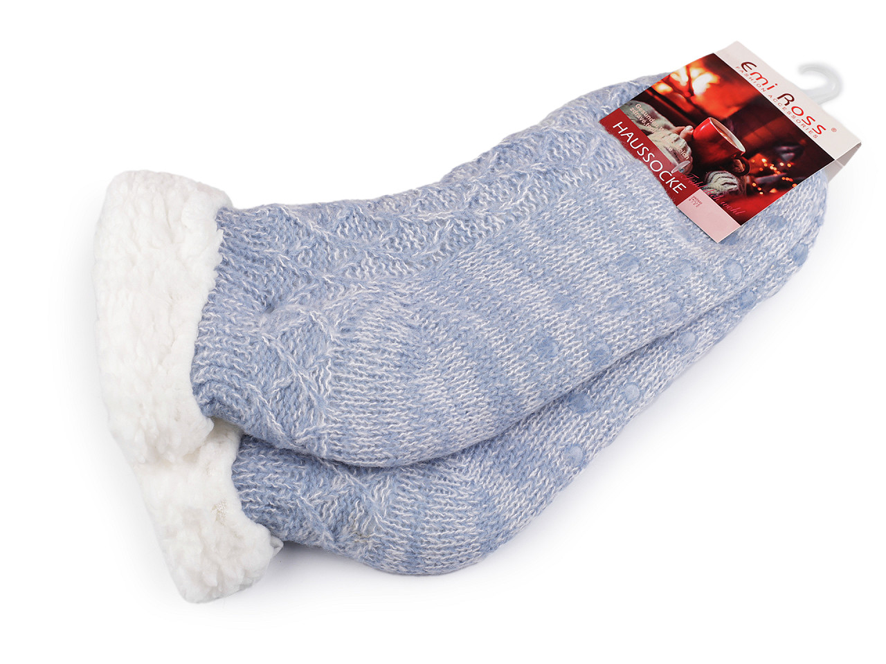 Wintersocken für damen/mädchen mit fell und anti-rutsch emi ross - Grau (1 Paar)