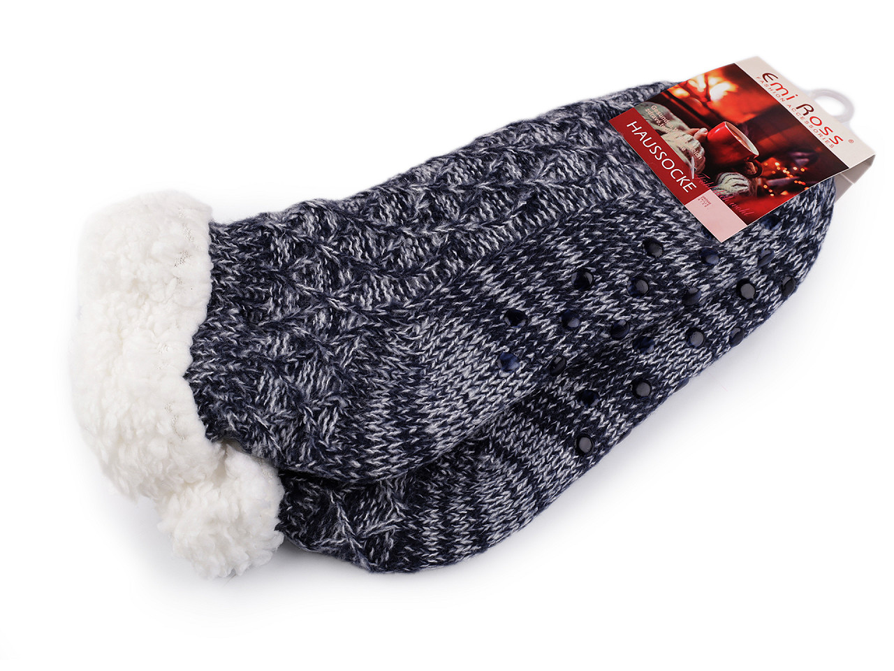 Wintersocken für damen/mädchen mit fell und anti-rutsch emi ross - Grau (1 Paar)