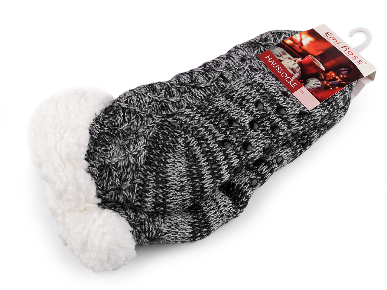 Wintersocken für damen/mädchen mit fell und anti-rutsch emi ross - Grau (1 Paar)