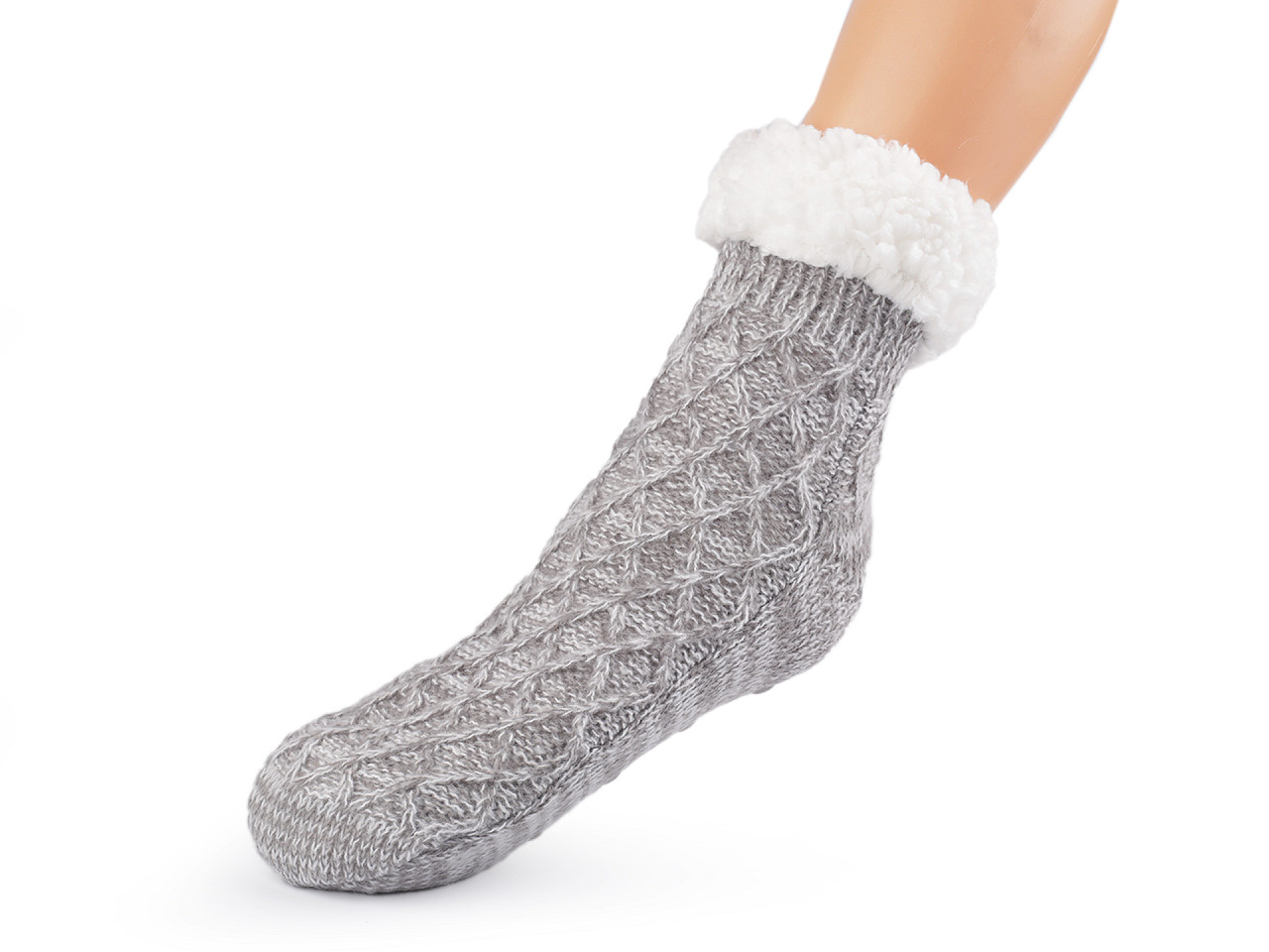Wintersocken für damen/mädchen mit fell und anti-rutsch emi ross - Grau (1 Paar)