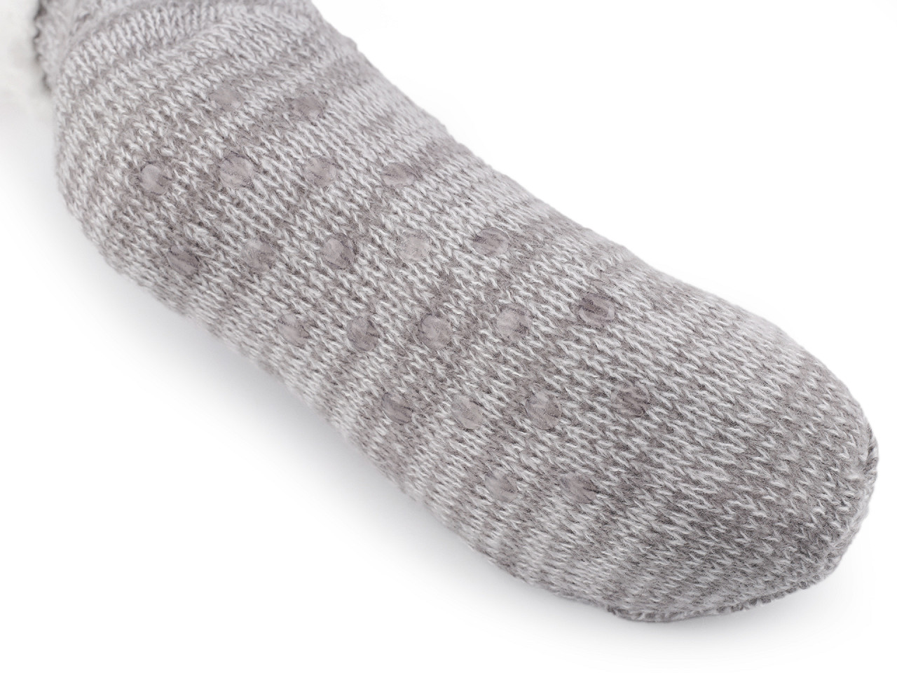 Wintersocken für damen/mädchen mit fell und anti-rutsch emi ross - Grau (1 Paar)