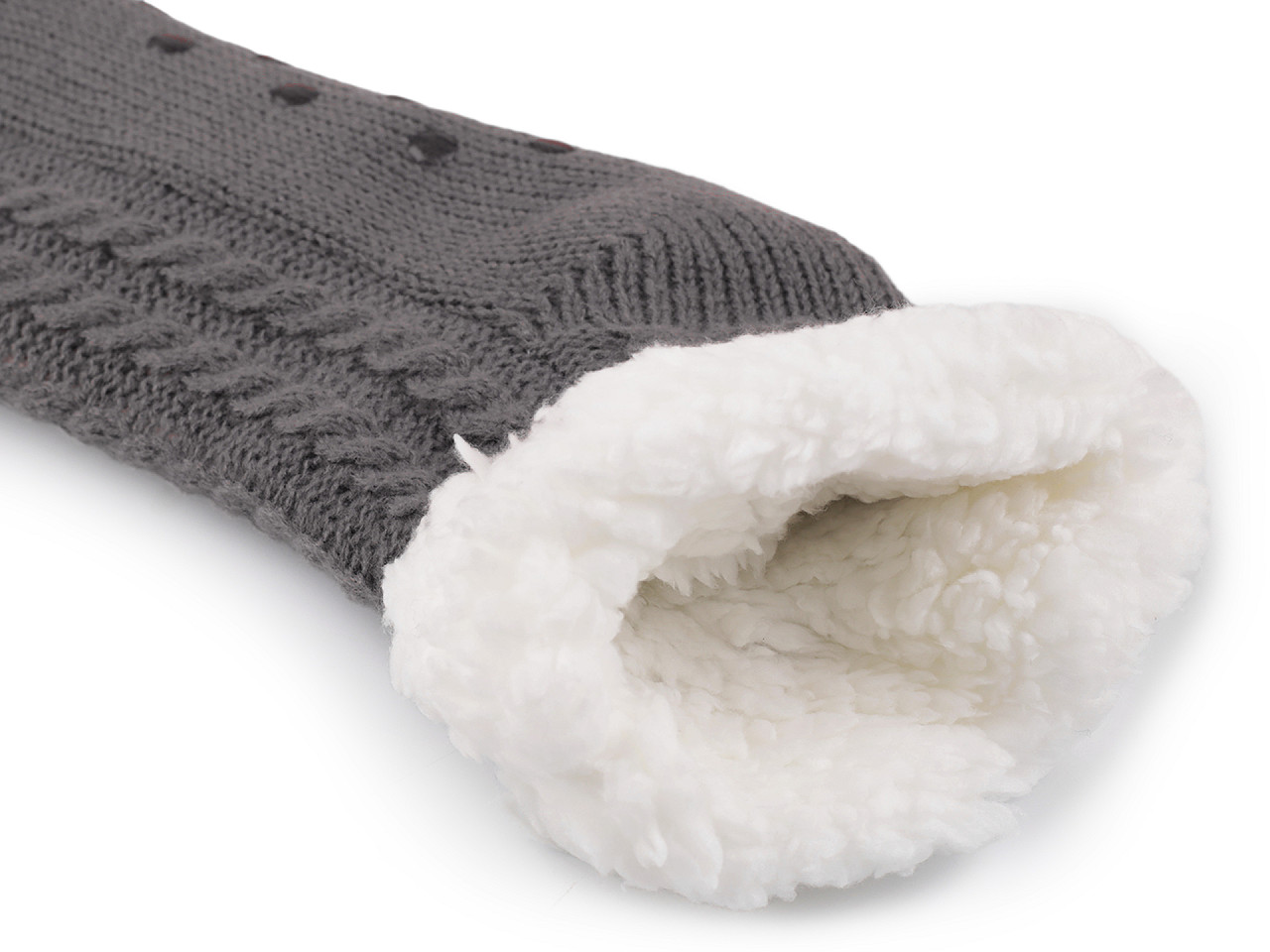 Wintersocken für damen/mädchen mit fell und anti-rutsch emi ross - Grau (1 Paar)