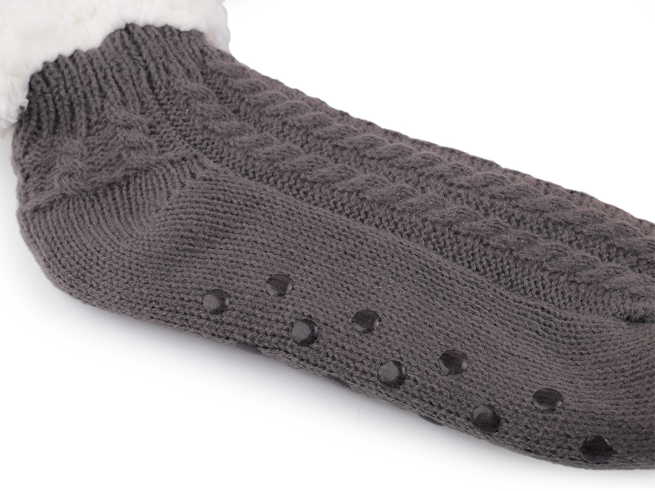 Wintersocken für damen/mädchen mit fell und anti-rutsch emi ross - Grau (1 Paar)