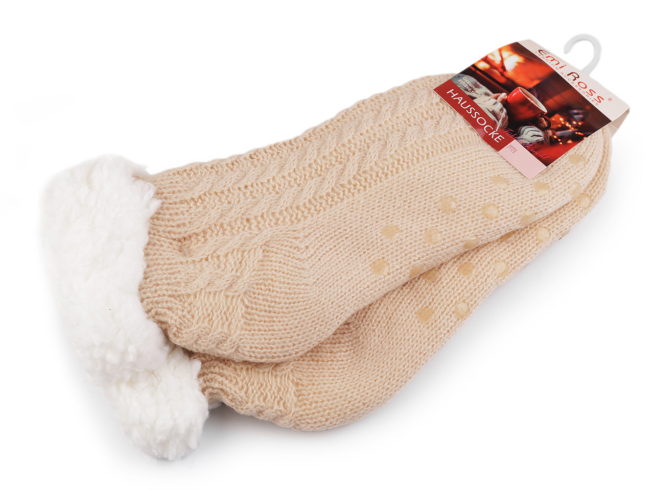 Wintersocken für damen/mädchen mit fell und anti-rutsch emi ross - Grau (1 Paar)