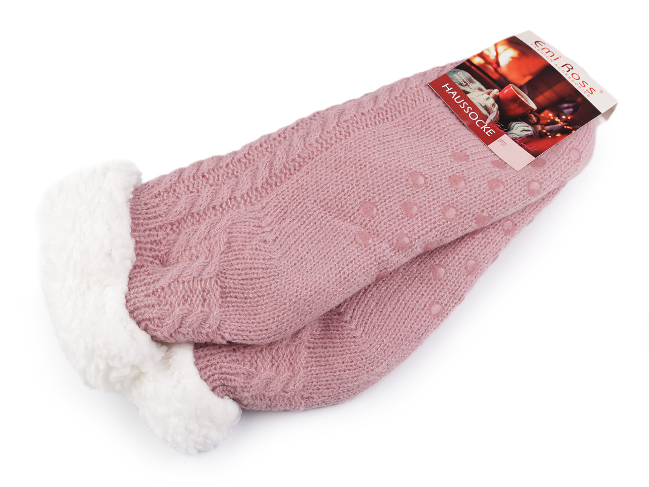 Wintersocken für damen/mädchen mit fell und anti-rutsch emi ross - Grau (1 Paar)