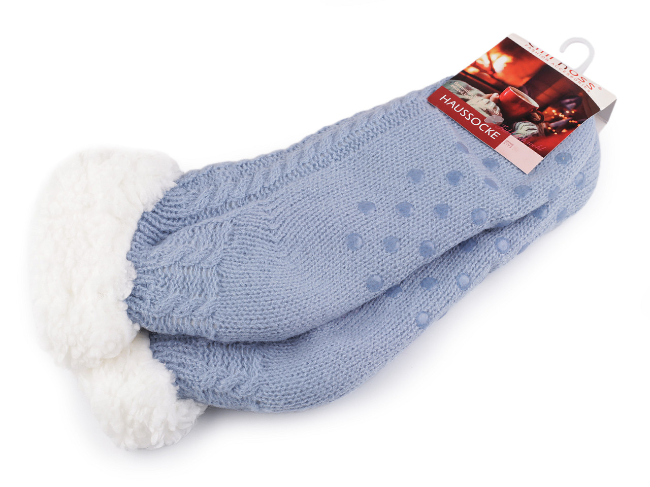 Wintersocken für damen/mädchen mit fell und anti-rutsch emi ross - Grau (1 Paar)