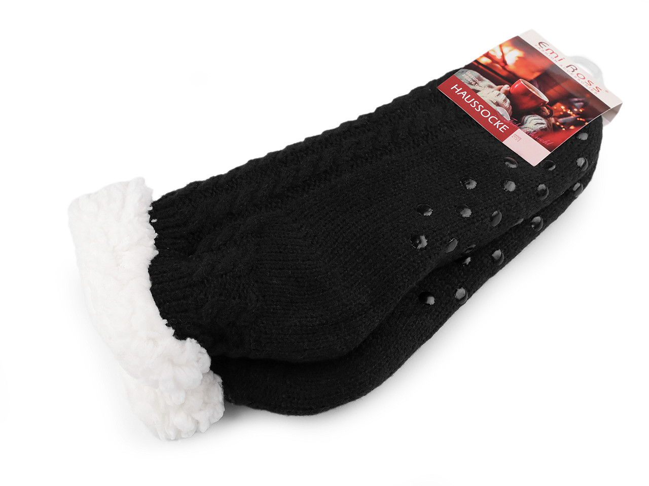 Wintersocken für damen/mädchen mit fell und anti-rutsch emi ross - Grau (1 Paar)