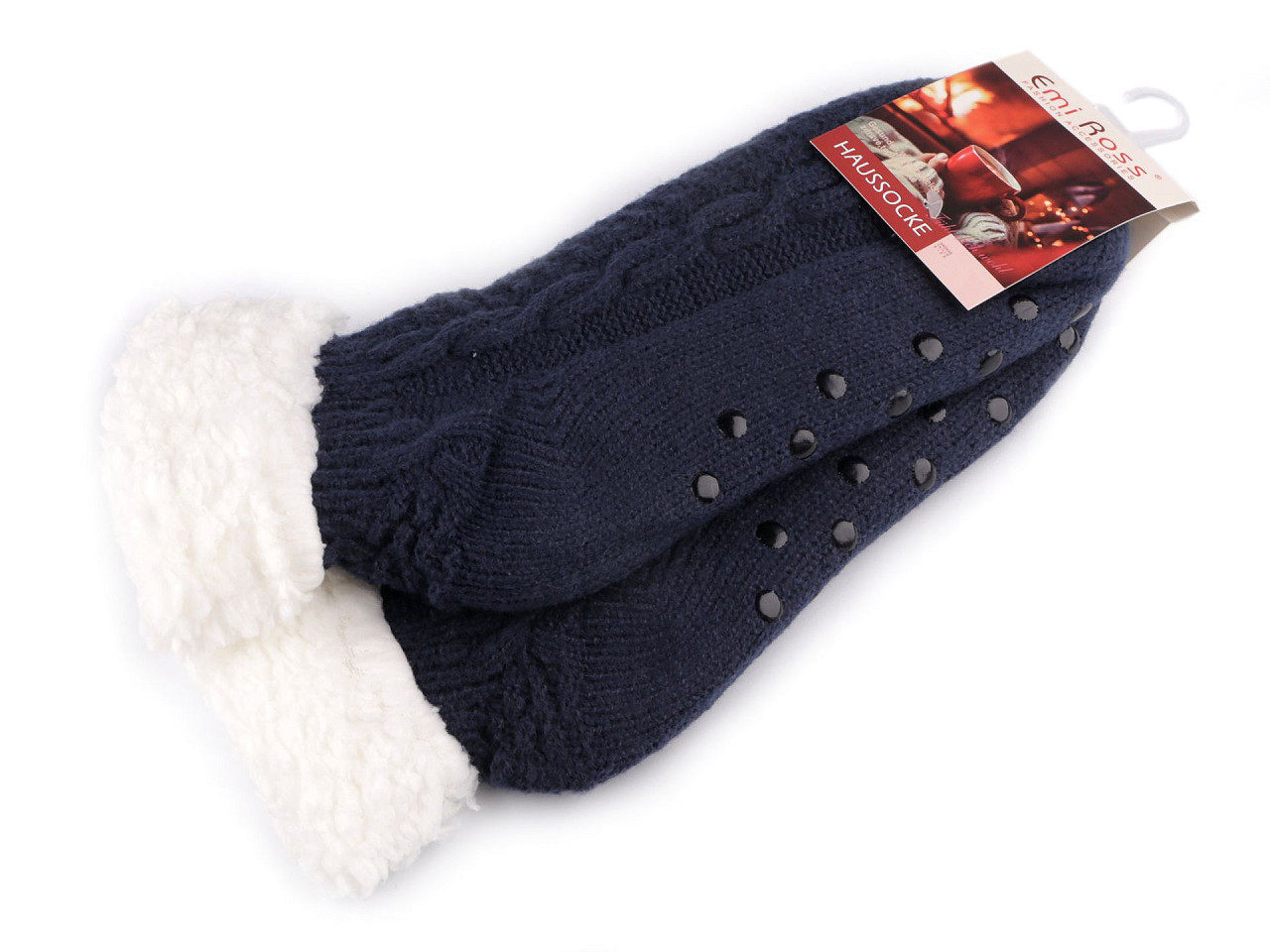 Wintersocken für damen/mädchen mit fell und anti-rutsch emi ross - Grau (1 Paar)