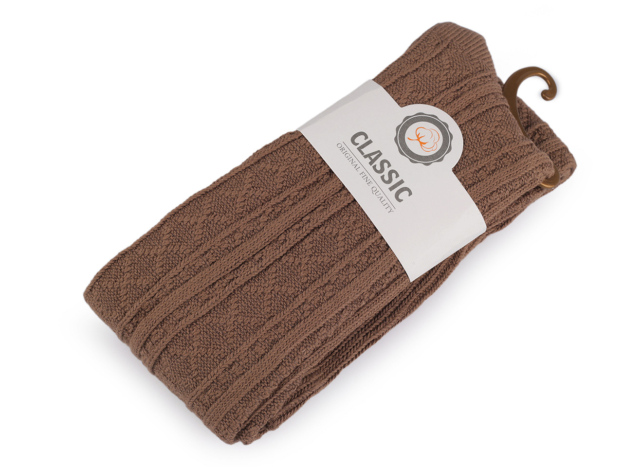 Baumwollstrümpfe für damen mit muster - Dunkelbeige (1 Paar)