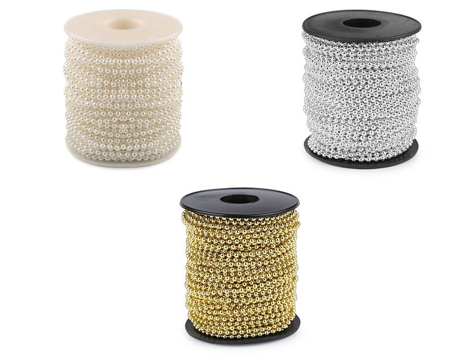 Perlenkette deko ø3 mm - Silber (25 Meter)