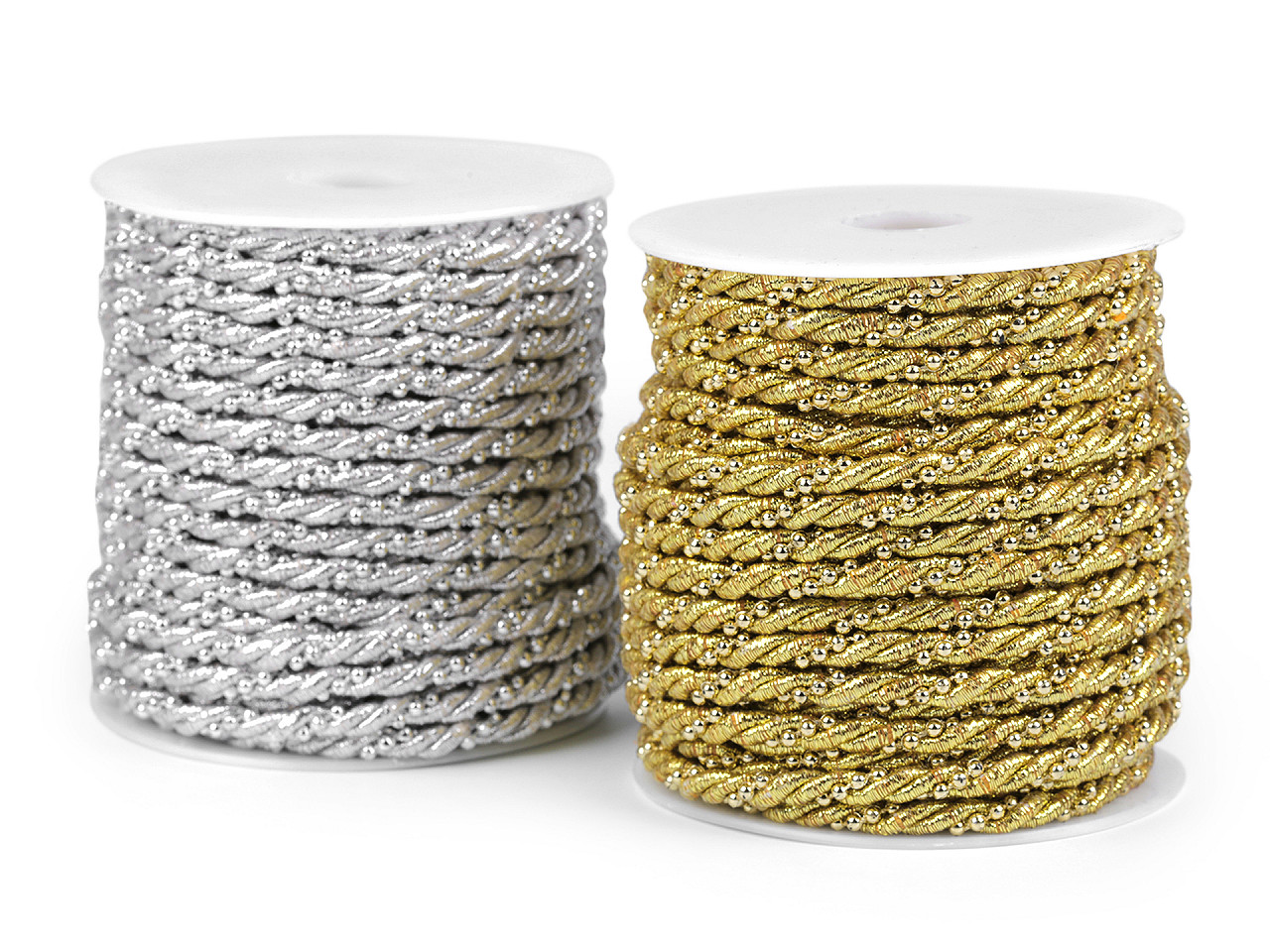 Gedrehte lurexkordel mit kugelkette ø 5 mm - Silber (20 Meter)