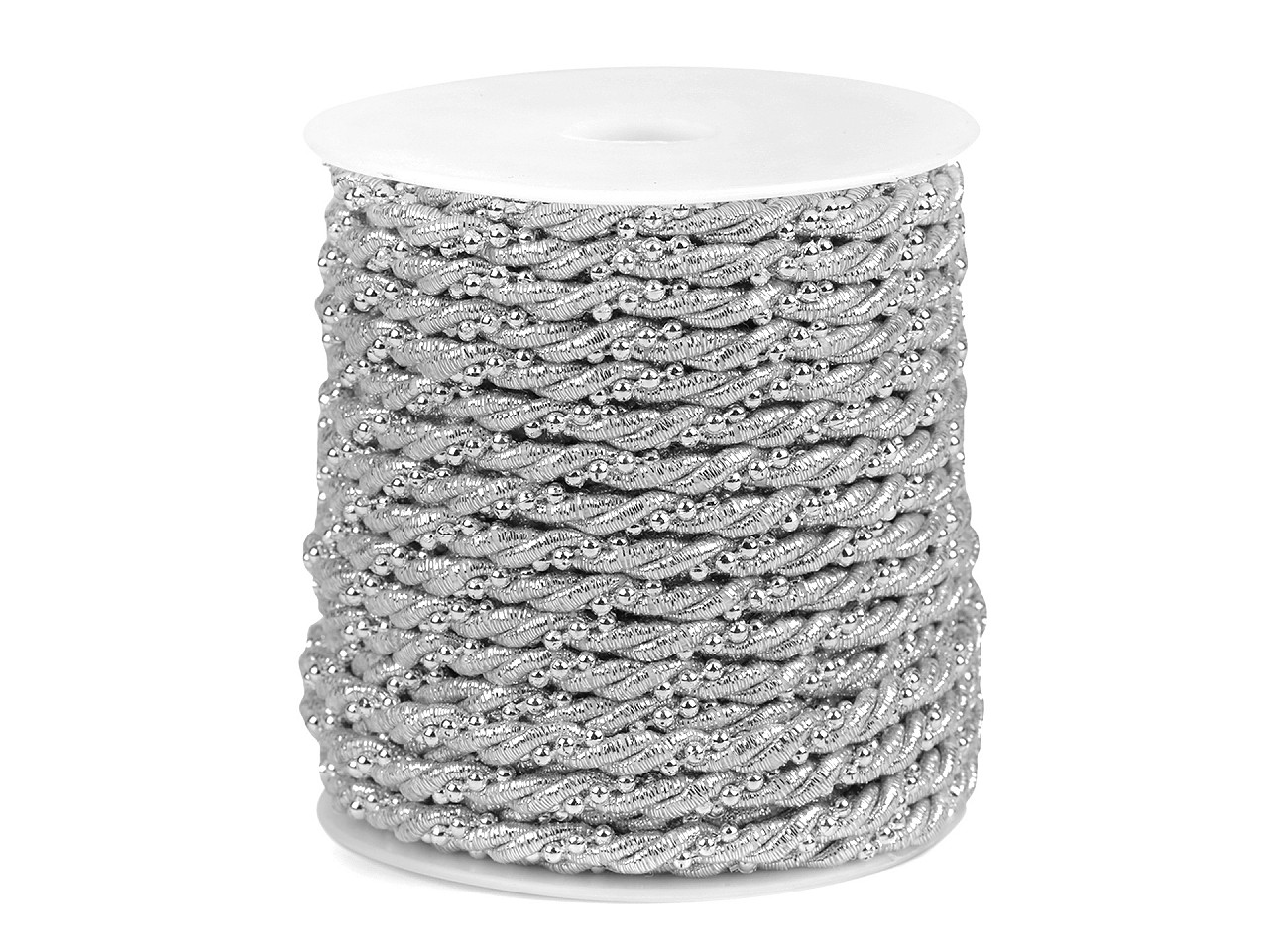 Gedrehte lurexkordel mit kugelkette ø 5 mm - Silber (20 Meter)