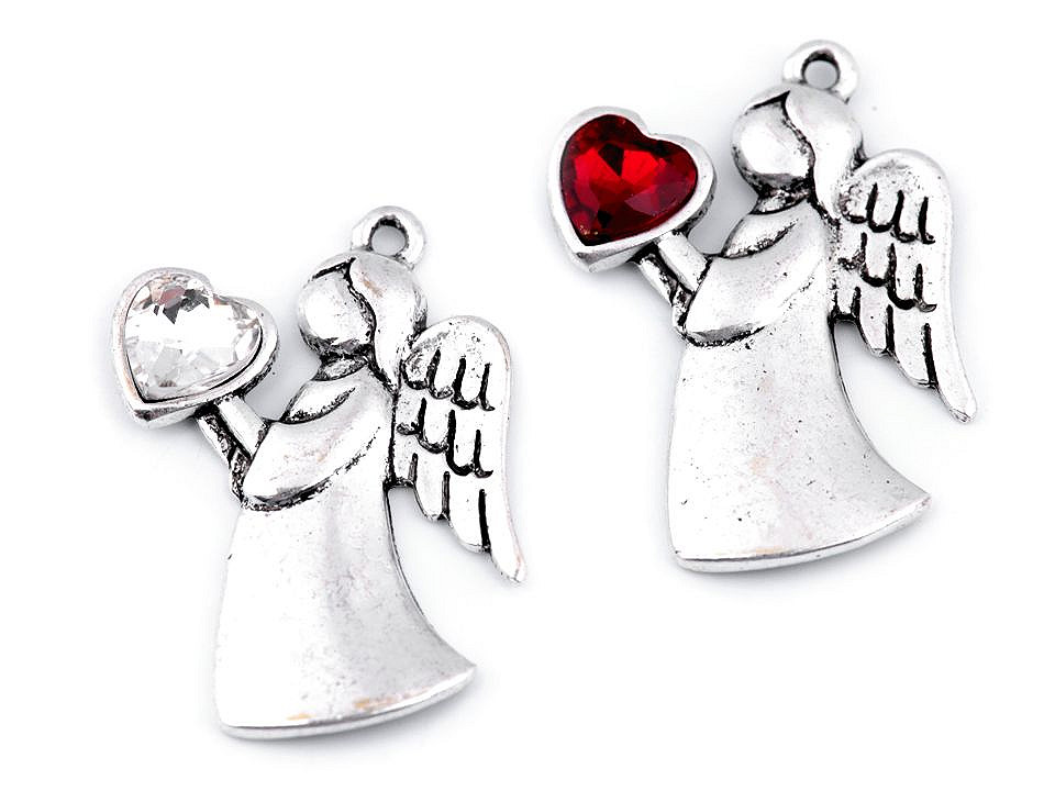 Anhänger engel mit herz 24x36 mm - Crystal (1 Stück)