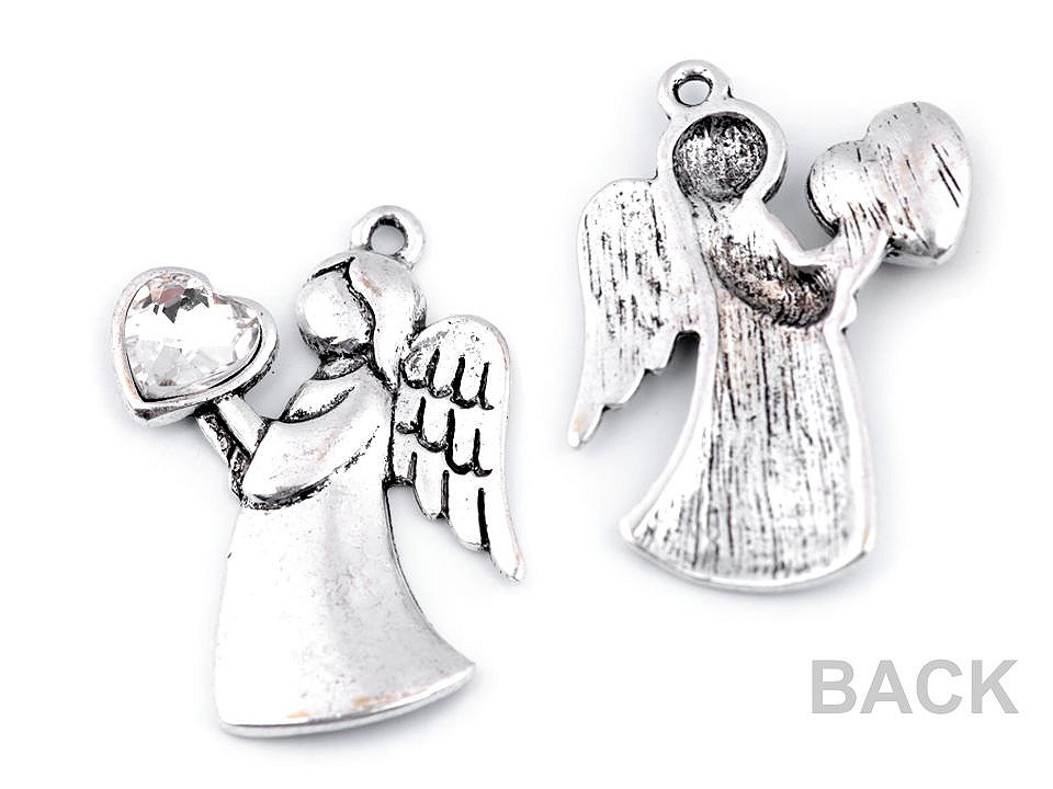 Anhänger engel mit herz 24x36 mm - Crystal (1 Stück)