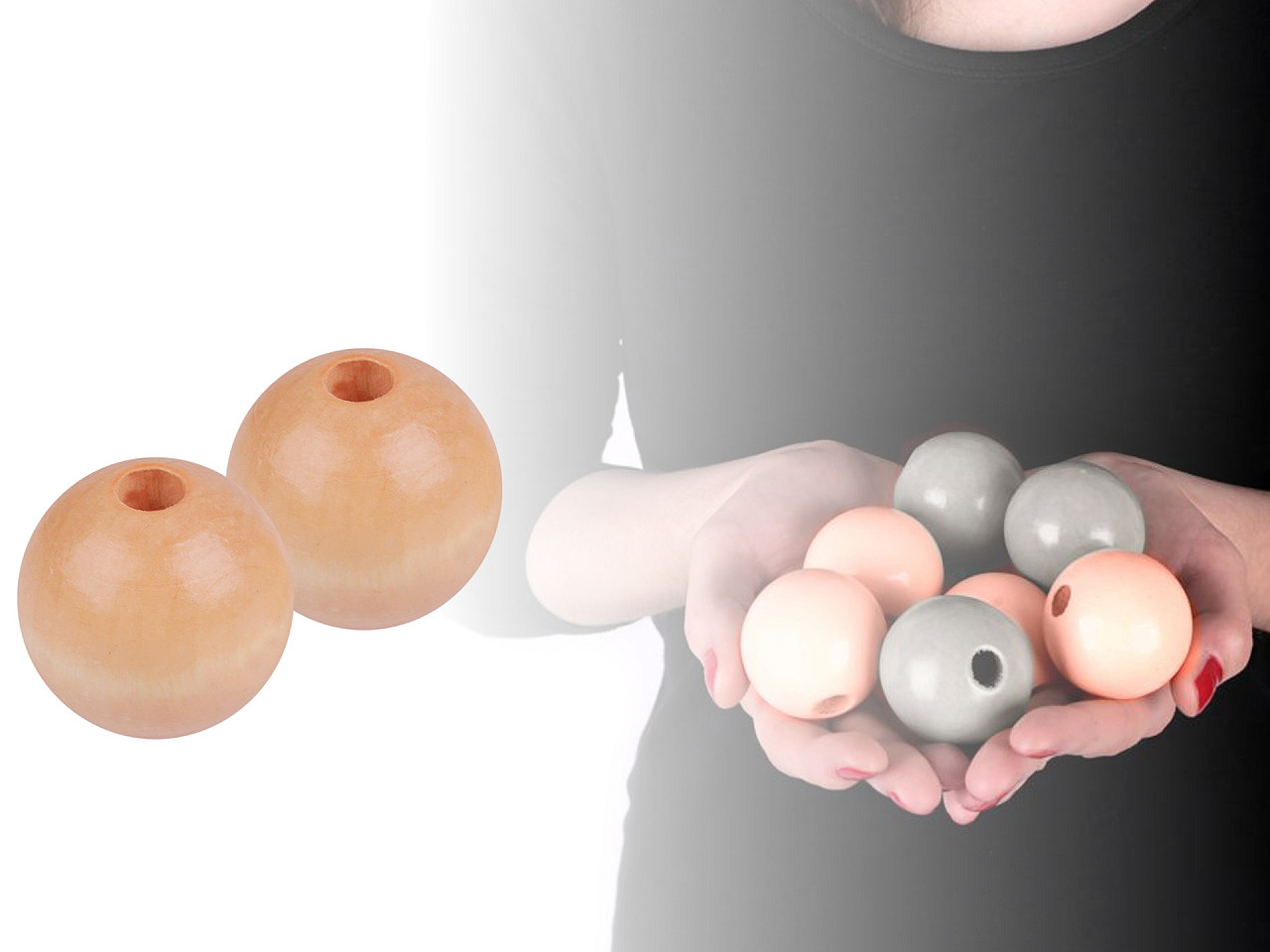 Große holzperlen ø40 mm - Puder-lachs (10 Stücke)