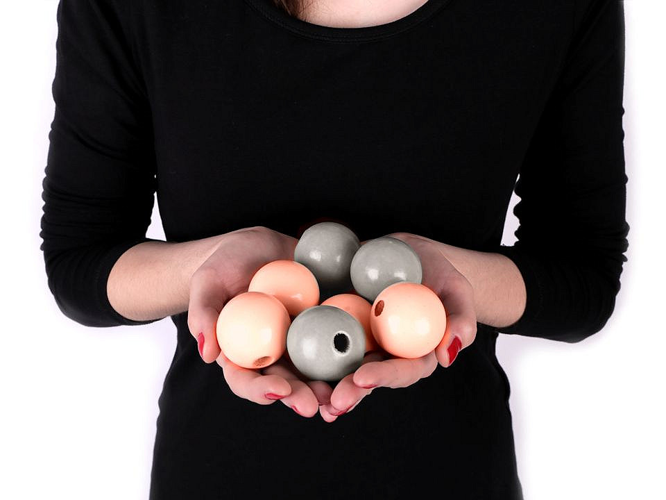 Große holzperlen ø40 mm - Puder-lachs (10 Stücke)