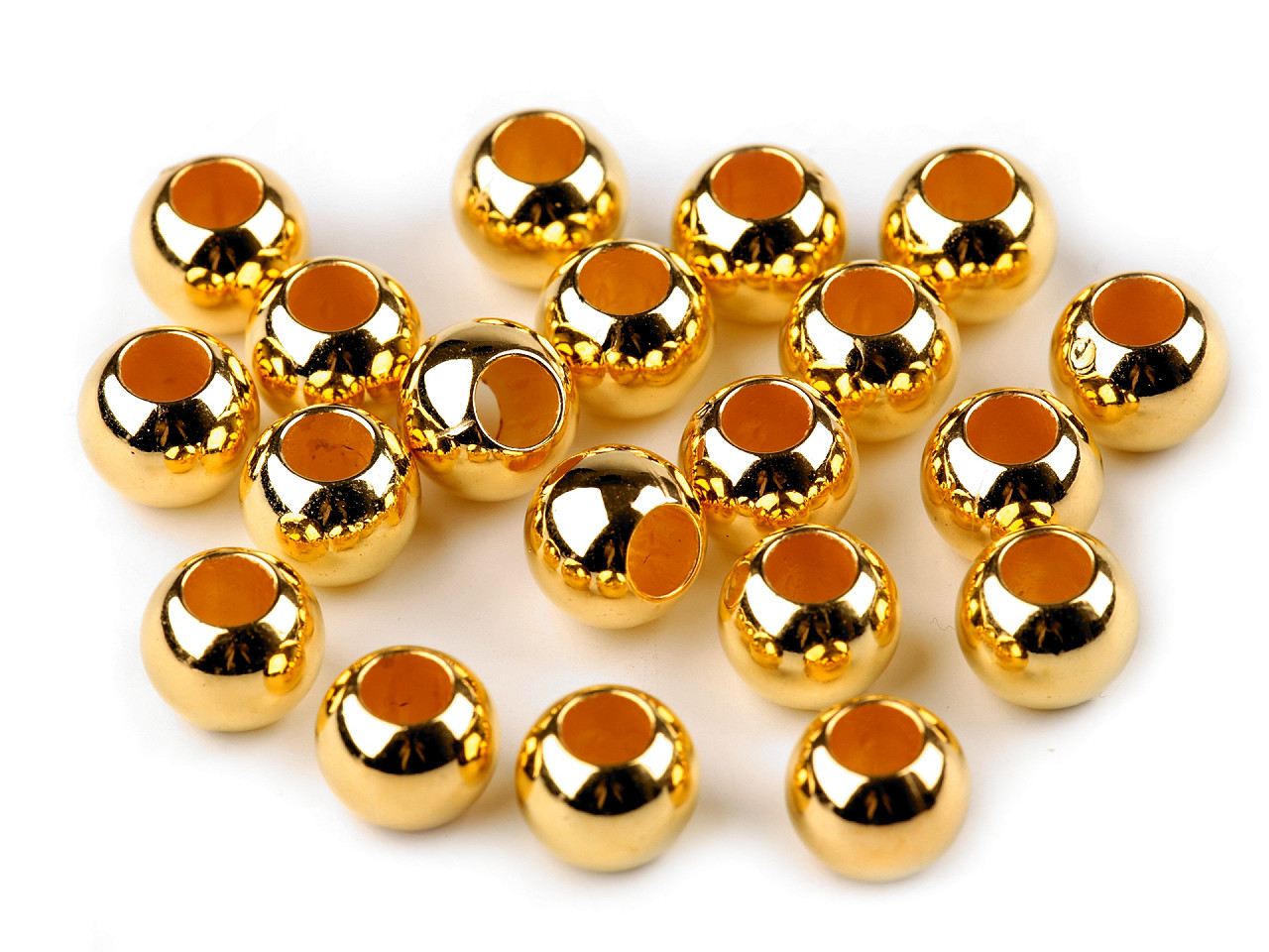 Kunststoffperlen metalic mit großem loch, 8 x 10 mm - Gold metall (1200 Stücke)