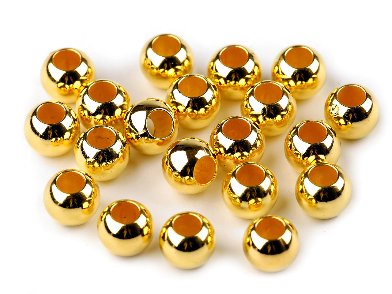 Kunststoffperlen metalic mit großem loch, 8 x 10 mm - Gold metall (1200 Stücke)