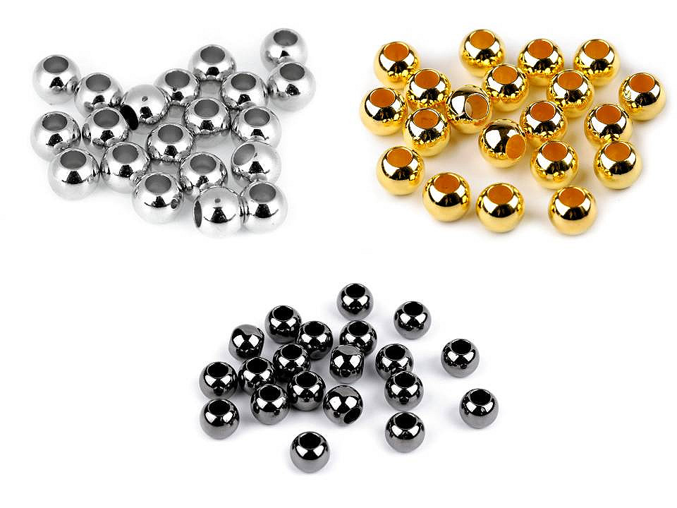 Kunststoffperlen metalic mit großem loch, 8 x 10 mm - Gold metall (1200 Stücke)