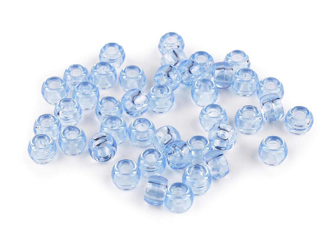 Kunststoffperlen mit großem loch, 9 x 6 mm - Transparent (500 Gramm)
