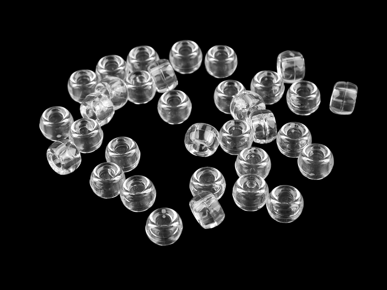 Kunststoffperlen mit großem loch, 9 x 6 mm - Transparent (500 Gramm)
