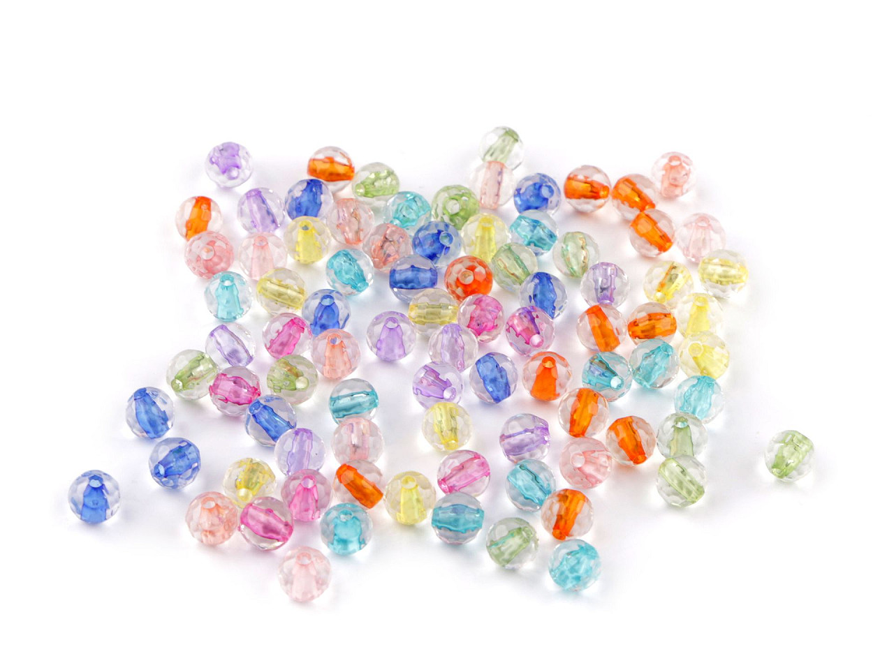 Facettierte transparente kunststoffperlen mit farbigem durchzug ø 6 mm, 8 mm - Mix (500 Gramm)