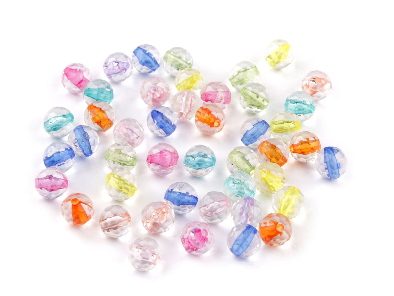 Facettierte transparente kunststoffperlen mit farbigem durchzug ø 6 mm, 8 mm - Mix (500 Gramm)